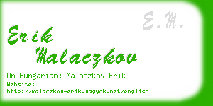 erik malaczkov business card
